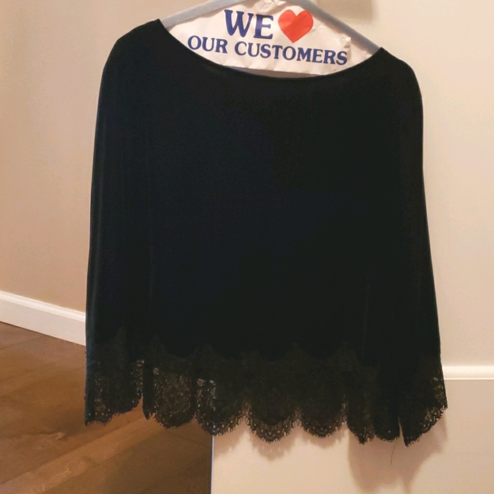 Bailey 44 Black velvet and lace top